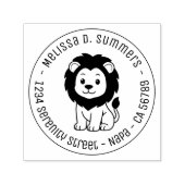 Tampon Auto-encreur Cute Cartoon Lion Round Address (Design)