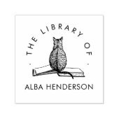 Tampon Auto-encreur Cute Cat on the Book Modern Library (Design)