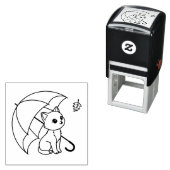 Tampon Auto-encreur Cute Cat Umbrella Leaf (En situation)