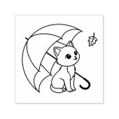 Tampon Auto-encreur Cute Cat Umbrella Leaf (Design)