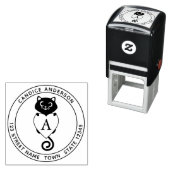 Tampon Auto-encreur Cute Chat Noir Avec Monogramme Coeur (En situation)