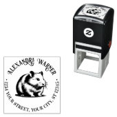 Tampon Auto-encreur Cute Cheeky Hamster Nom Adresse de retour (En situation)