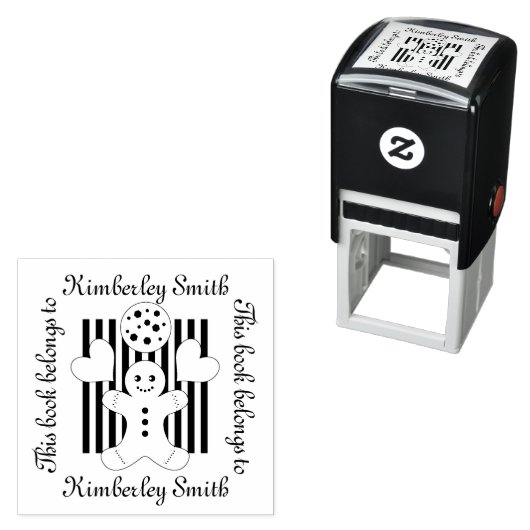 Tampon Auto-encreur Cute Cookie Gingerbread Homme Ce Livre Appartient  (En situation)