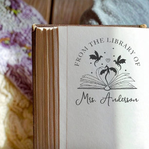 Tampon Auto-encreur Cute Dragon Library Floral Cultivez votre esprit e