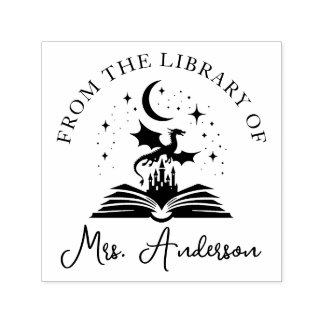 Tampon Auto-encreur Cute Dragon Library Floral Grow your Mind Teacher