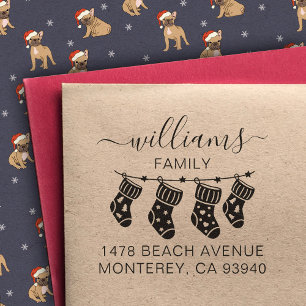 Tampon Auto-encreur Cute Family Christmas Address Stocking Stuffer