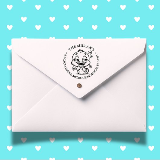 Tampon Auto-encreur Cute Floral Duck thème