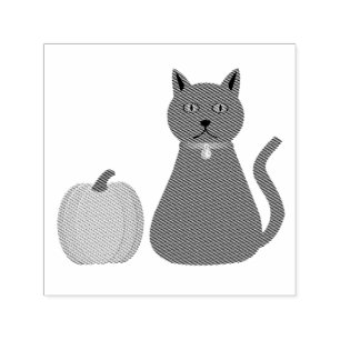 Tampon Auto-encreur Cute Halloween Chat et Citrouille