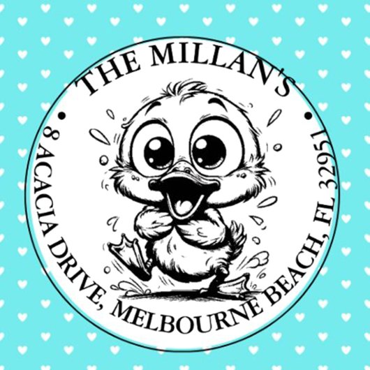 Tampon Auto-encreur Cute Happy Duck thème