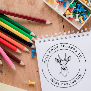 Tampon Auto-encreur Cute Ibex Baby Ce livre appartient au nom de l'enf