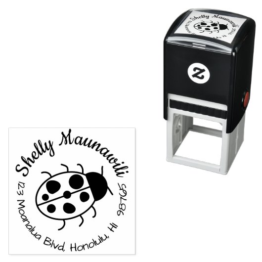Tampon Auto-encreur Cute Ladybug Retourner l'adresse Timbre Arrondi Pe (En situation)
