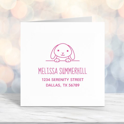 Tampon Auto-encreur Cute lapin lapin Peeeing au-dessus Adresse 2