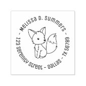 Tampon Auto-encreur Cute Little Fox Round Adresse 2 (Design)