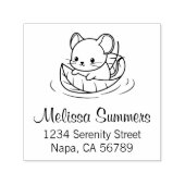 Tampon Auto-encreur Cute Little Mouse Leaf Boat Address (Design)
