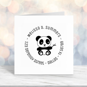 Tampon Auto-encreur Cute Little Panda Bamboo Round Adresse 2