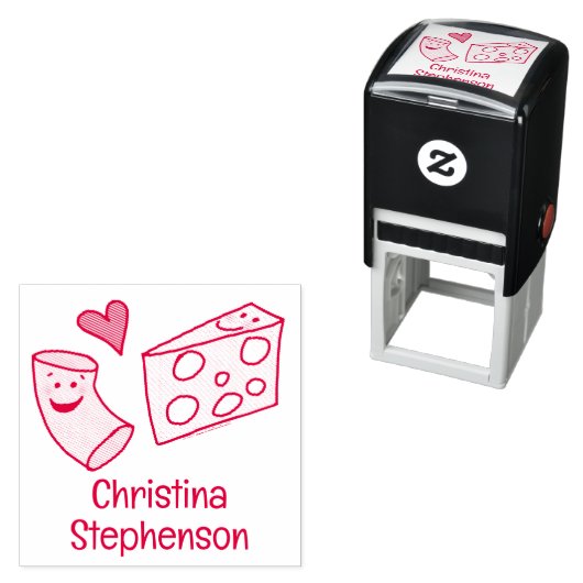 Tampon Auto-encreur Cute Mac Love Fromage Personnalisé Chef / Enseigna (En situation)