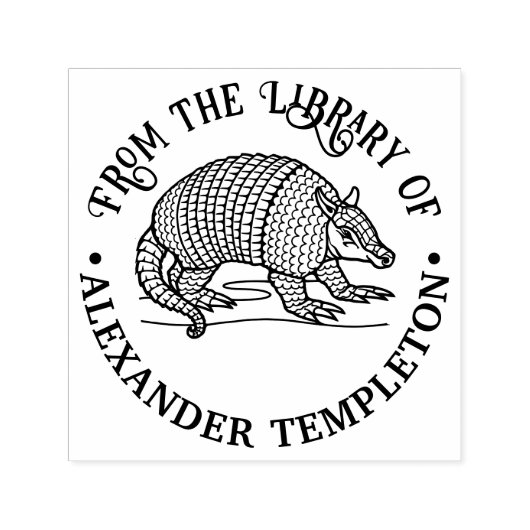 Tampon Auto-encreur Cute Neuf Banded Armadillo Bibliothèque Nom du liv (Design)