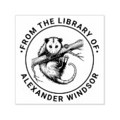 Tampon Auto-encreur Cute Opossum on Branch #2 Round Library Book Name (Design)