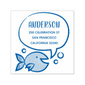 Tampon Auto-encreur Cute Poisson Discours Bubble Nom de famille Adress (Design)