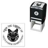 Tampon Auto-encreur Cute Raccoon Head Round Library Nom du livre (En situation)