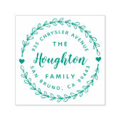 Tampon Auto-encreur Cute Rustic Wreath & Hand Lettré Script Adresse (Design)