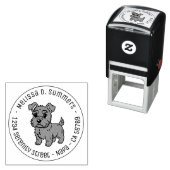 Tampon Auto-encreur Cute Scottish Terrier Dog Round Address (En situation)