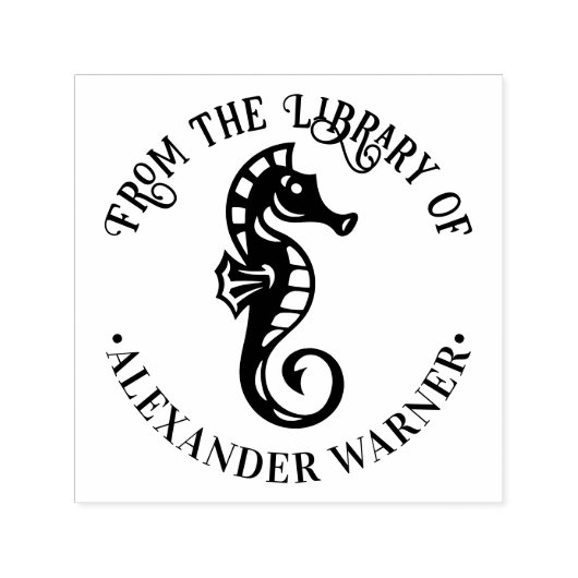 Tampon Auto-encreur Cute Seahorse #4 Ocean Beach Theme Library Livre (Design)
