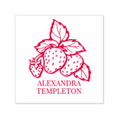 Tampon Auto-encreur Cute Strawberries with Leaves Name (Design)