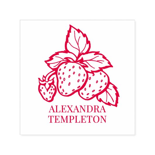 Tampon Auto-encreur Cute Strawberries with Leaves Name (Design)