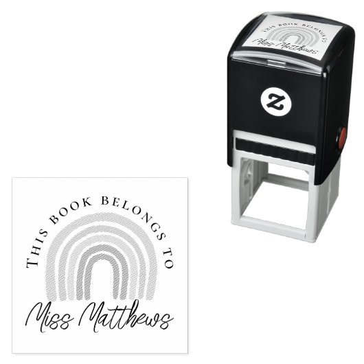 Tampon Auto-encreur Cute Teacher Library Arc-en-ciel (En situation)