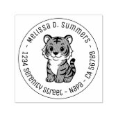 Tampon Auto-encreur Cute Tiger Cub Round Address (Design)