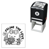 Tampon Auto-encreur Cute Valentine's Cat Design - Feline the Love (En situation)