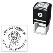 Tampon Auto-encreur Cute Vizsla Chien Head Library Nom du livre (En situation)