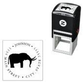 Tampon Auto-encreur Cute Wooly Mammoth Silhouette Retour Étiquette (En situation)