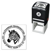Tampon Auto-encreur Cute Zebra Head Name Adresse de retour (En situation)
