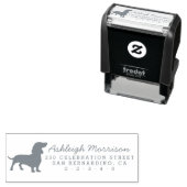 Tampon Auto-encreur Dachshund Chien Silhouette Adresse de retour perso (En situation)