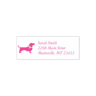 Tampon Auto-encreur Dachshund Weiner Baby shower de chien French Pink 