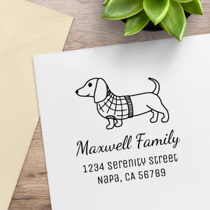 Tampon Auto-encreur Dachshund Wiener Dog Plaid Sweat Adresse de famill