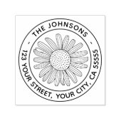 Tampon Auto-encreur Daisy flower moderne fleurie adresse de retour (Design)