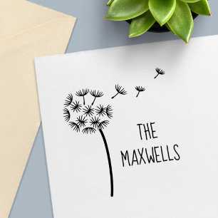 Tampon Auto-encreur Dandelion Flower Parachutes Nom de famille
