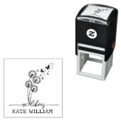 Tampon Auto-encreur Dandelion & papillons Custom ex libris (En situation)