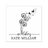 Tampon Auto-encreur Dandelion & papillons Custom ex libris (Design)