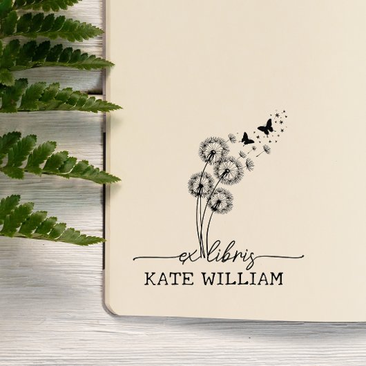 Tampon Auto-encreur Dandelion & papillons Custom ex libris