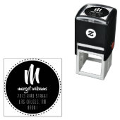 Tampon Auto-encreur Dash Cercle noir Monogramme Script Adresse personn (En situation)
