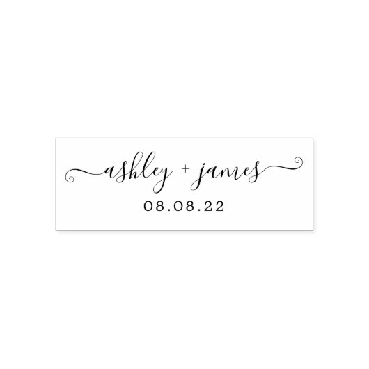 Tampon Auto-encreur Date Mariage des noms de script chic (Design)