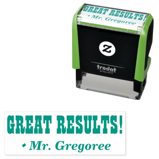 Tampon Auto-encreur "DE GRANDS RÉSULTATS !" Timbre en caoutchouc de cl (En situation)