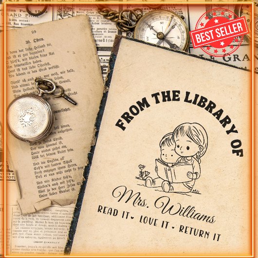 Tampon Auto-encreur De La Bibliothèque De | Enseignant du livre de lec