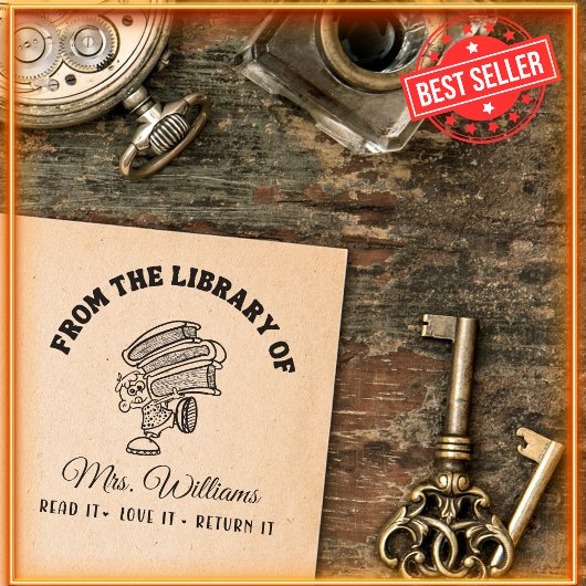 Tampon Auto-encreur De La Bibliothèque De | Funny School Teacher Book