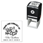 Tampon Auto-encreur De La Bibliothèque De | Joli livre botanique moder (En situation)