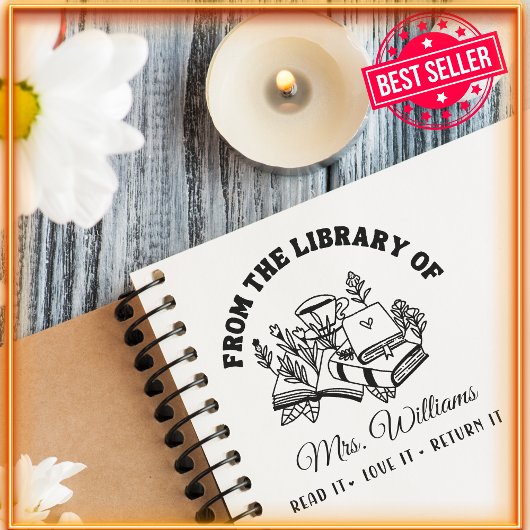 Tampon Auto-encreur De La Bibliothèque De | Joli livre botanique moder